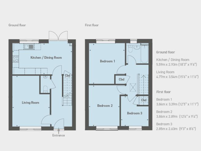 Floor plan, 3 bedroom house - artist's impression subject to change